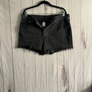 Levi's Black Frayed Hem Denim Shorts